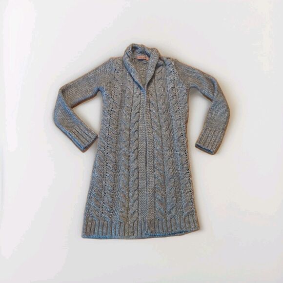 Anthropologie Elsamanda Sweater Cardigan Womens Small Gray Chunky Knit Open Long - Picture 1 of 7